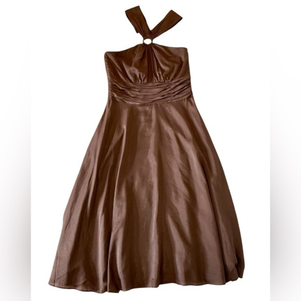 White House Black Market Brown Halter Midi Dress